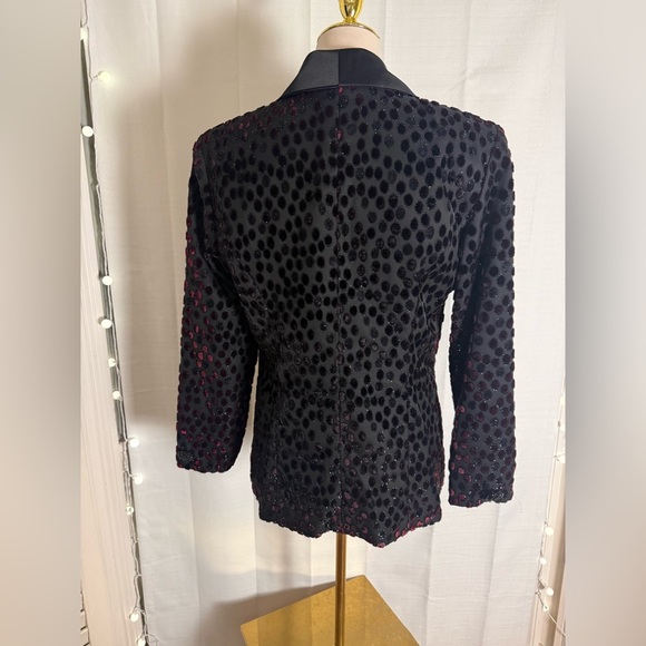 Vintage Karen Lawrence Velvet Polka Dot Blazer 80s Glam Party Jacket Size 12 - Picture 6 of 7